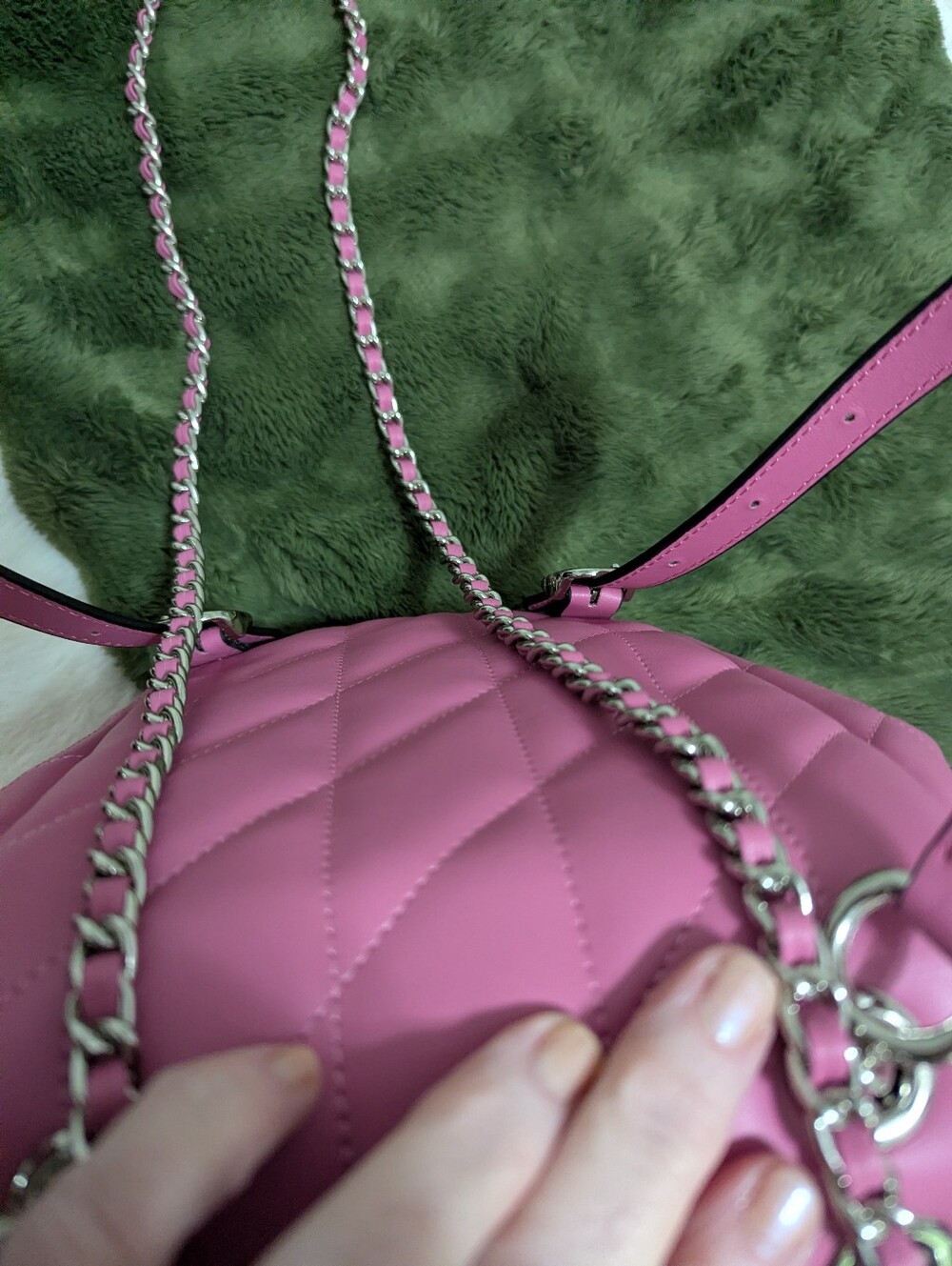 Coach Tabby Pink Quilted Mini Backpack with Chain Strap - Picture 3 of 5